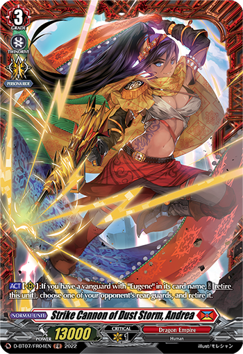 Strike Cannon of Dust Storm, Andrea - D-BT07/FR04 - Frame Rare available at 401 Games Canada