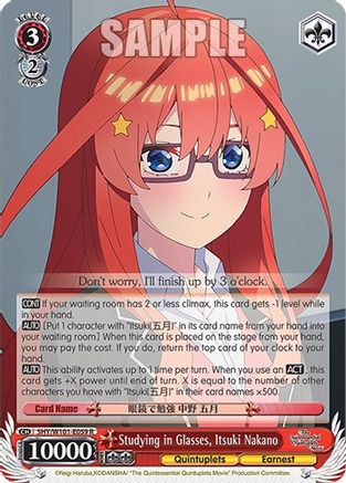 Studying in Glasses, Itsuki Nakano - 5HY/W101-E059 - Rare available at 401 Games Canada