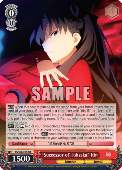 "Successor of Tohsaka" Rin - FS/S36-E052 - Rare available at 401 Games Canada