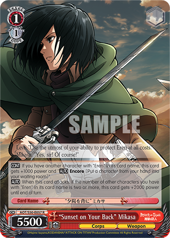 "Sunset on Your Back" Mikasa - AOT/S50-E057 - Rare available at 401 Games Canada