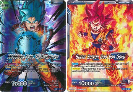 Super Saiyan God Son Goku // SSGSS Son Goku, The Soul Striker - SD1-01 - Starter Rare available at 401 Games Canada