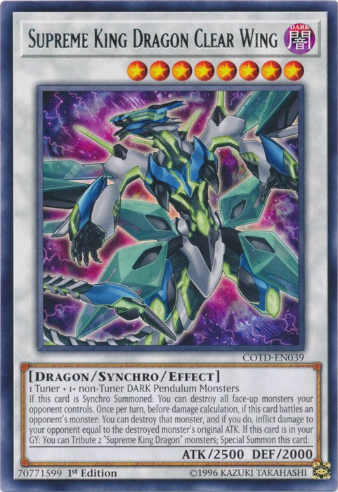 Supreme King Dragon Clear Wing - COTD-EN039 - Rare - 1st Edition available at 401 Games Canada