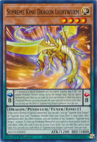 Supreme King Dragon Lightwurm - AGOV-EN002 - Common - 1st Edition available at 401 Games Canada