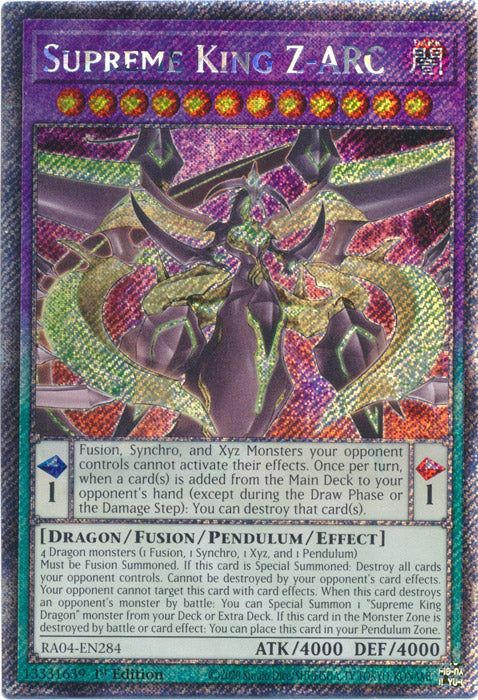Supreme King Z-ARC (Platinum Secret Rare) - RA04-EN284 - Platinum Secret Rare - 1st Edition