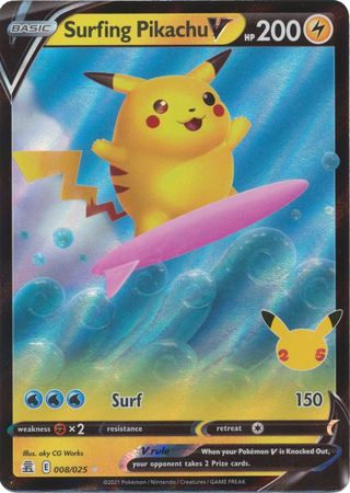 Surfing Pikachu V - 008/025 - Ultra Rare available at 401 Games Canada