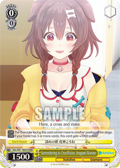 Surrendering to Crucifixion, Inugami Korone (Triple Rare) available at 401 Games Canada