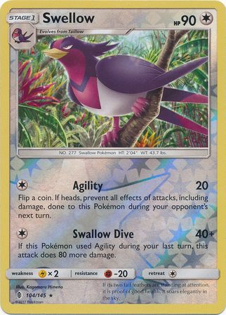 Swellow - 104/145 - Rare - Reverse Holo available at 401 Games Canada