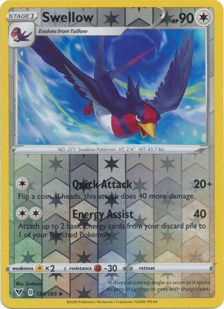 Swellow - 134/185 - Uncommon - Reverse Holo available at 401 Games Canada