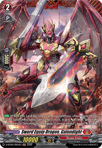 Sword Equip Dragon, Galondight - D-BT06/FR04 - Frame Rare available at 401 Games Canada