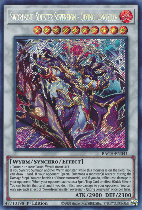 Swordsoul Sinister Sovereign - Qixing Longyuan - BACH-EN041 - Secret Rare - 1st Edition available at 401 Games Canada