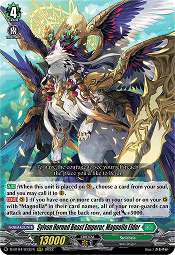 Sylvan Horned Beast Emperor, Magnolia Elder - D-BT04/013 - Triple Rare available at 401 Games Canada