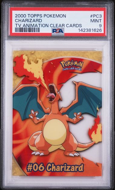 CHARIZARD (PC3) - TOPPS POKEMON TV ANIMATION CLEAR CARDS - TV ANIMATION CLEAR CARDS - MINT 9
