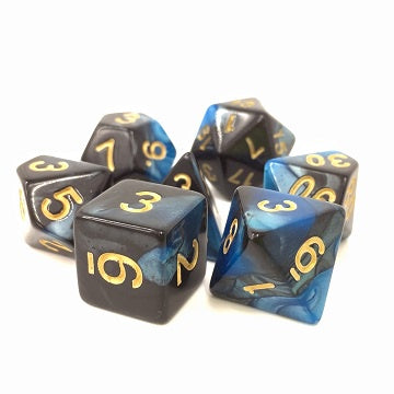 TMG - 7 Piece Dargon's Dice - Inky Underworld (Blue/Black Fusion) available at 401 Games Canada