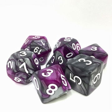 TMG - 7 Piece Dargon's Dice - King's Purser (Purple/Silver Fusion) available at 401 Games Canada