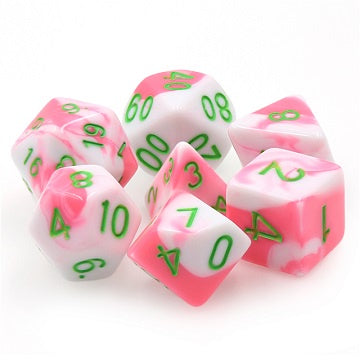 TMG - 7 Piece Dargon's Dice - Phantasma (Pink/White Fusion) available at 401 Games Canada