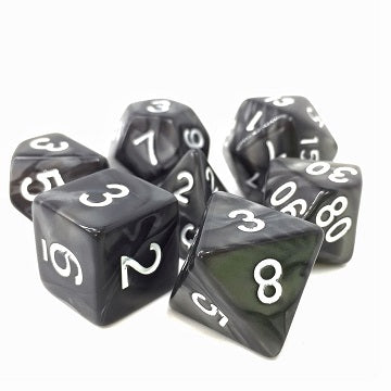 TMG - 7 Piece Dargon's Dice - Shadow Strike (Black Pearl Opaque) available at 401 Games Canada