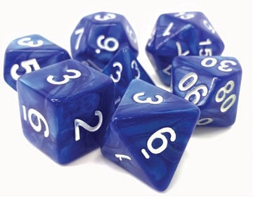 TMG - 7 Piece Dargon's Dice - Sigil of Faith (Blue Pearl Opaque) available at 401 Games Canada