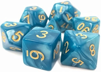 TMG - 7 Piece Dargon's Dice - Sleepy Sky (Blue Pearl Opaque) available at 401 Games Canada