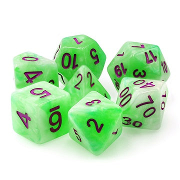 TMG - 7 Piece Dargon's Dice - Sylvan Glade (Green Pearl Opaque) available at 401 Games Canada