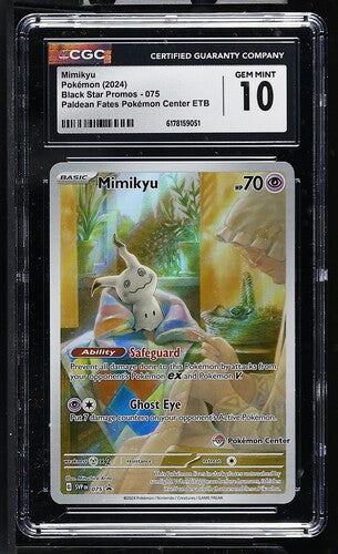 MIMIKYU (075) - POKEMON SVP EN-ME BLACK STAR PROMO - PALDEAN FATES POKEMON CENTER ETB - CGC GEM MINT 10