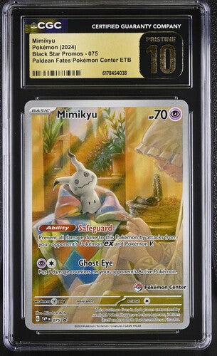 MIMIKYU (075) - POKEMON SVP EN-ME BLACK STAR PROMO - PALDEAN FATES POKEMON CENTER ETB - CGC PRISTINE 10