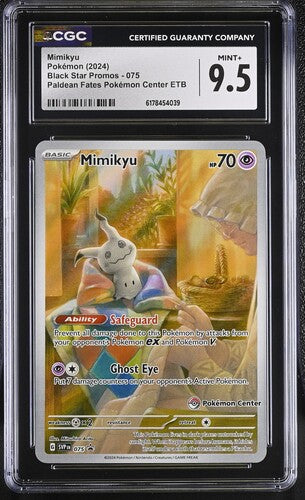 MIMIKYU (075) - POKEMON SVP EN-ME BLACK STAR PROMO - PALDEAN FATES POKEMON CENTER ETB - CGC MINT+ 9.5