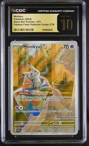 MIMIKYU (075) - POKEMON SVP EN-ME BLACK STAR PROMO - PALDEAN FATES POKEMON CENTER ETB - CGC PRISTINE 10