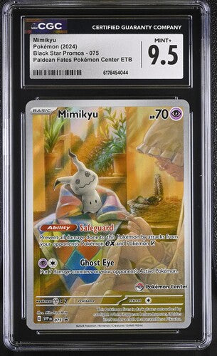 MIMIKYU (075) - POKEMON SVP EN-ME BLACK STAR PROMO - PALDEAN FATES POKEMON CENTER ETB - CGC MINT+ 9.5