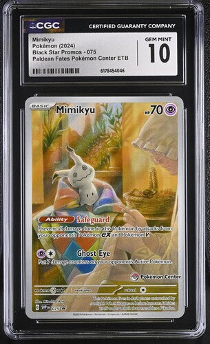 MIMIKYU (075) - POKEMON SVP EN-ME BLACK STAR PROMO - PALDEAN FATES POKEMON CENTER ETB - CGC GEM MINT 10