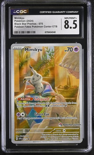 MIMIKYU (075) - POKEMON SVP EN-ME BLACK STAR PROMO - PALDEAN FATES POKEMON CENTER ETB - CGC NM/MINT+ 8.5