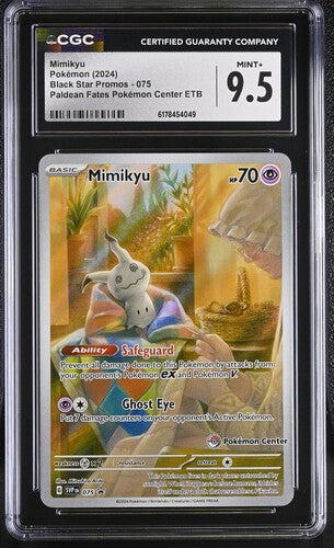 MIMIKYU (075) - POKEMON SVP EN-ME BLACK STAR PROMO - PALDEAN FATES POKEMON CENTER ETB - CGC MINT+ 9.5
