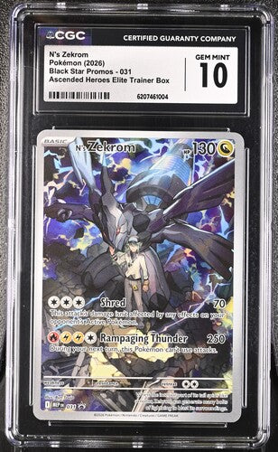 N'S ZEKROM (031) - POKEMON MEP EN-ME BLACK STAR PROMO - ASCENDED HEROES ETB - CGC GEM MINT 10