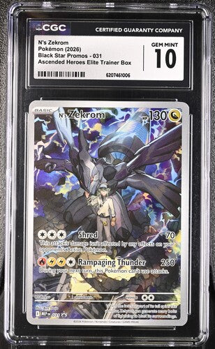 N'S ZEKROM (031) - POKEMON MEP EN-ME BLACK STAR PROMO - ASCENDED HEROES ETB - CGC GEM MINT 10