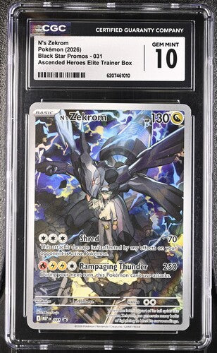 N'S ZEKROM (031) - POKEMON MEP EN-ME BLACK STAR PROMO - ASCENDED HEROES ETB - CGC GEM MINT 10