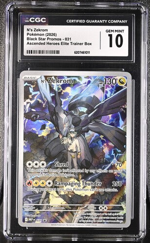 N'S ZEKROM (031) - POKEMON MEP EN-ME BLACK STAR PROMO - ASCENDED HEROES ETB - CGC GEM MINT 10