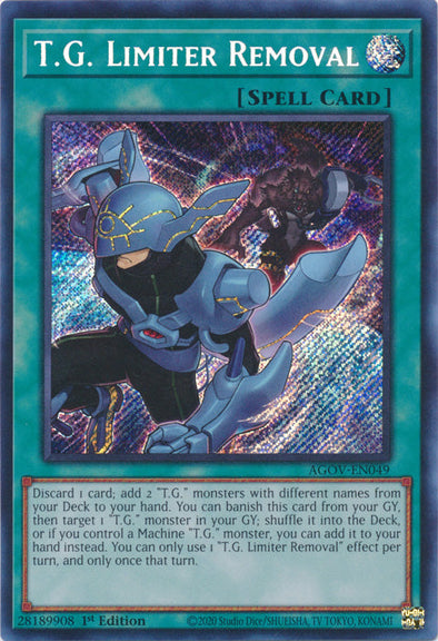 T.G. Limiter Removal - AGOV-EN049 - Secret Rare - 1st Edition available at 401 Games Canada