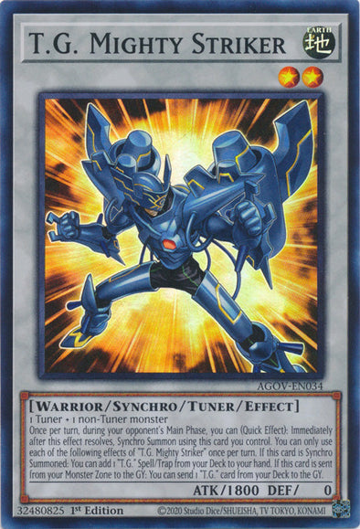 T.G. Mighty Striker - AGOV-EN034 - Super Rare - 1st Edition available at 401 Games Canada