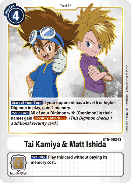 Tai Kamiya & Matt Ishida - BT5-093 - Rare available at 401 Games Canada