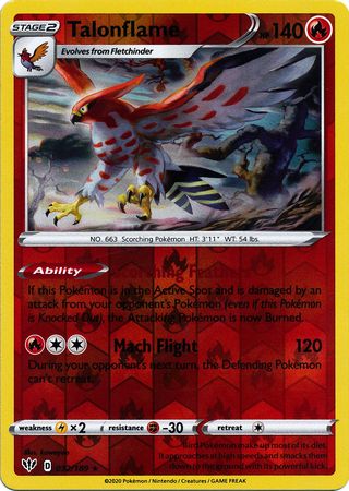 Talonflame - 032/189 - Rare - Reverse Holo available at 401 Games Canada