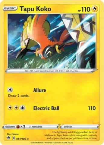 Tapu Koko - 061/189 - Rare - Theme Deck Exclusive available at 401 Games Canada