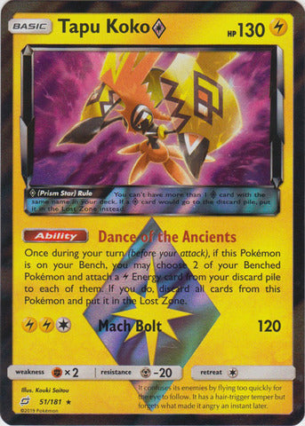 Tapu Koko Prism Star - 51/181 - Holo Rare available at 401 Games Canada