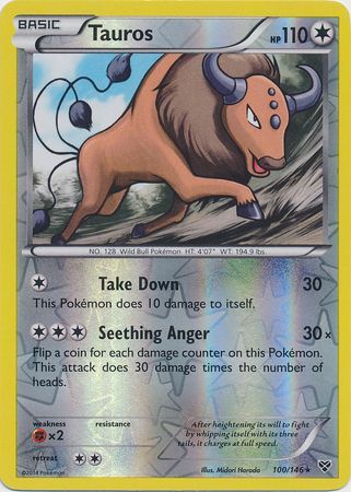 Tauros - 100/146 - Rare - Reverse Holo available at 401 Games Canada