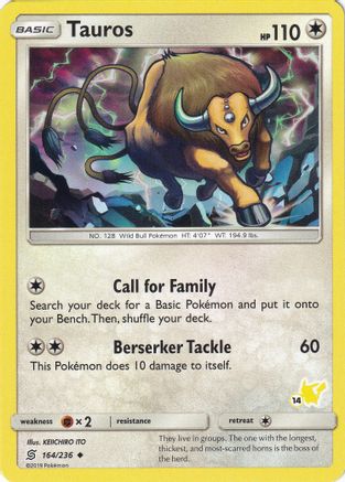 Tauros (#14 Pikachu Stamped) - 164/236 - Promo available at 401 Games Canada