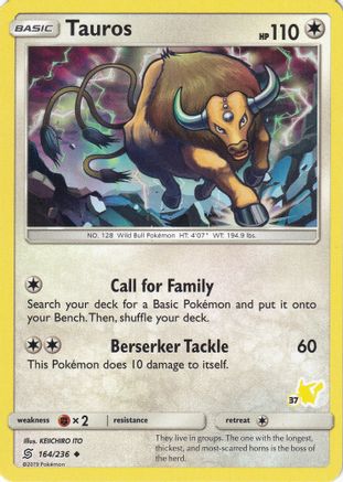 Tauros (#37 Pikachu Stamped) - 164/236 - Promo available at 401 Games Canada