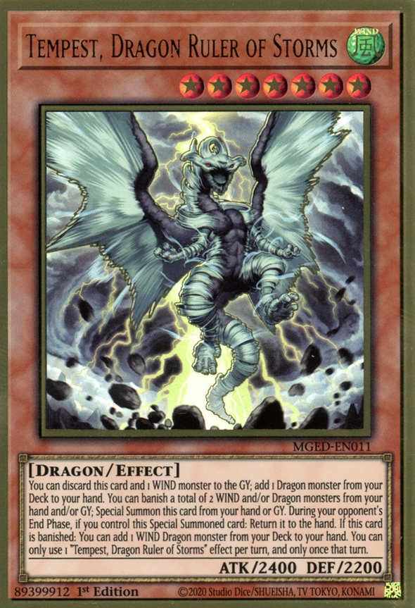 Tempest, Dragon Ruler of Storms - MGED-EN011 - Premium Gold Rare - 1st Edition available at 401 Games Canada