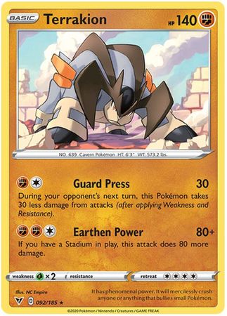 Terrakion - 092/185 - Rare available at 401 Games Canada