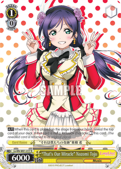 "That's Our Miracle" Nozomi Tojo - LL/EN-W01-017 - Rare available at 401 Games Canada