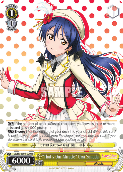 "That's Our Miracle" Umi Sonoda - LL/EN-W01-020 - Rare available at 401 Games Canada