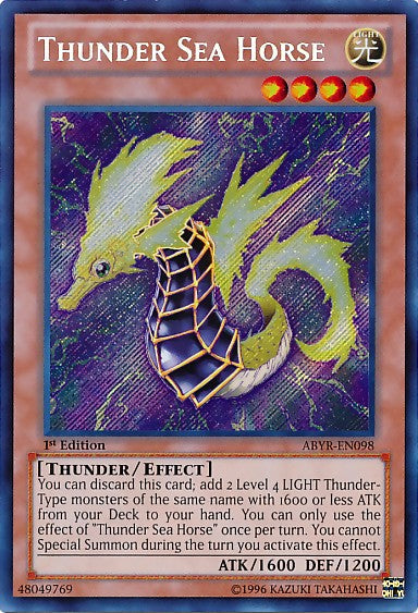 Thunder Sea Horse - ABYR-EN098 - Secret Rare - 1st Edition available at 401 Games Canada