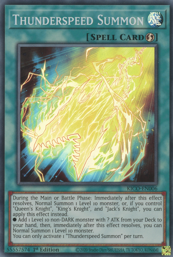 Thunderspeed Summon - KICO-EN006 - Super Rare - 1st Edition available at 401 Games Canada
